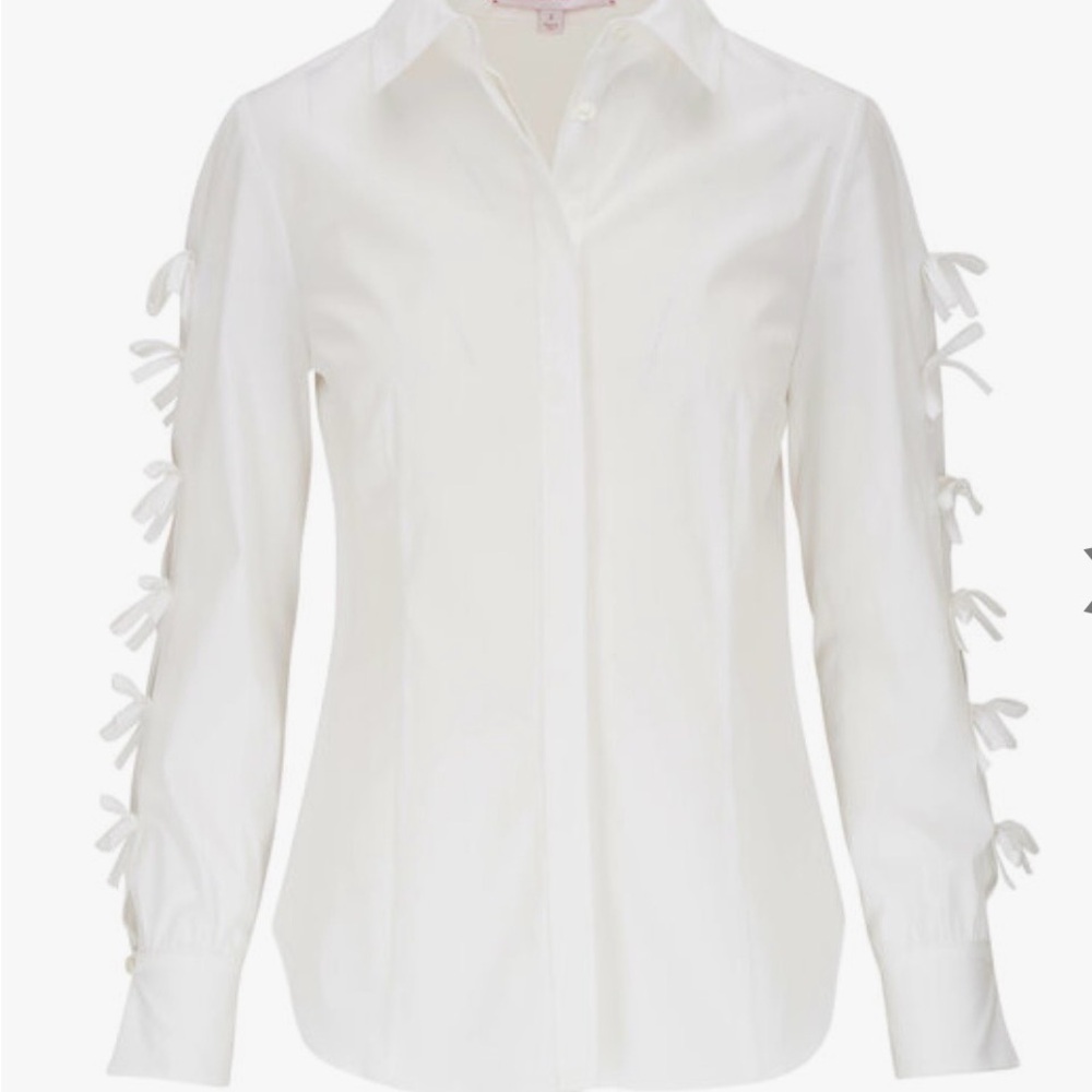 CAROLINA HERRERA
White Bow Sleeve Cotton Blouse